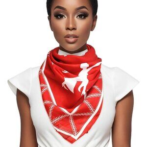 Delta Sigma Theta Sorority Scarf – Red & White Silky Square with Shield